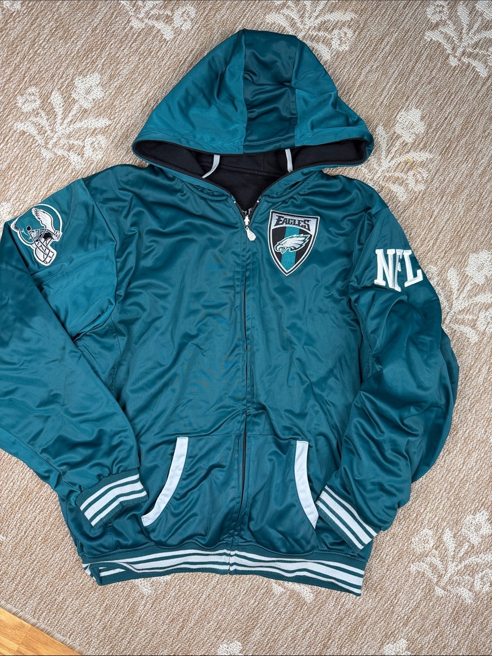 NFL  Reversable Teal Hooded Eagles  Jacket